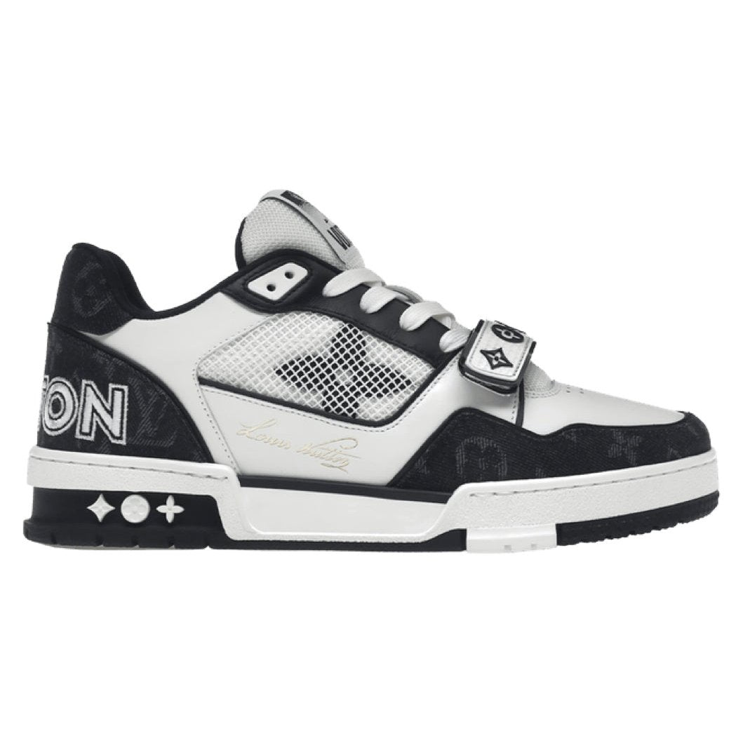 Louis Vuitton LV Trainer Velcro Strap Monogram Denim Black White