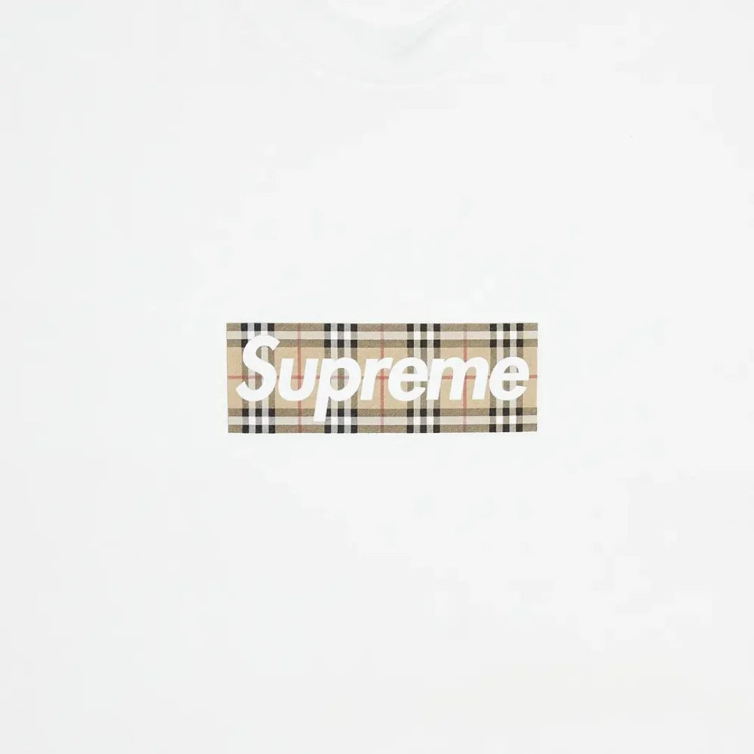 Supreme Burberry Box Logo Tee White