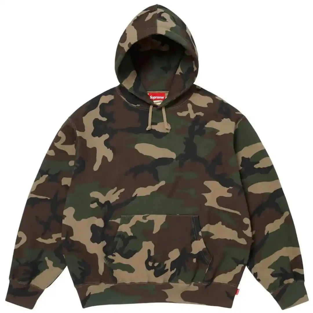 Supreme Satin Applique Hooded Sweatshirt (SS26) Woodland Camo