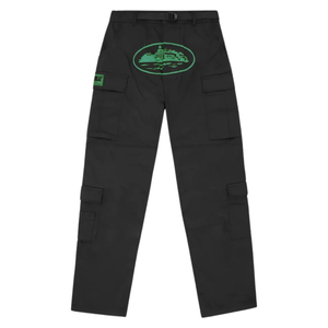Corteiz Mula Guerillaz Black Green Cargo Pants