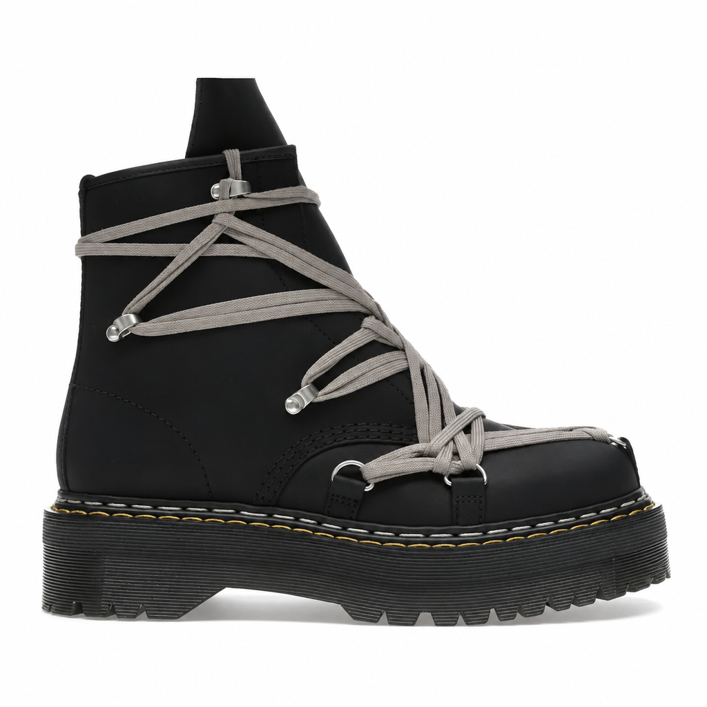 Rick Owens DRKSHDW x Dr Martens 1460 Quad Sole Mega Lace Boot Black