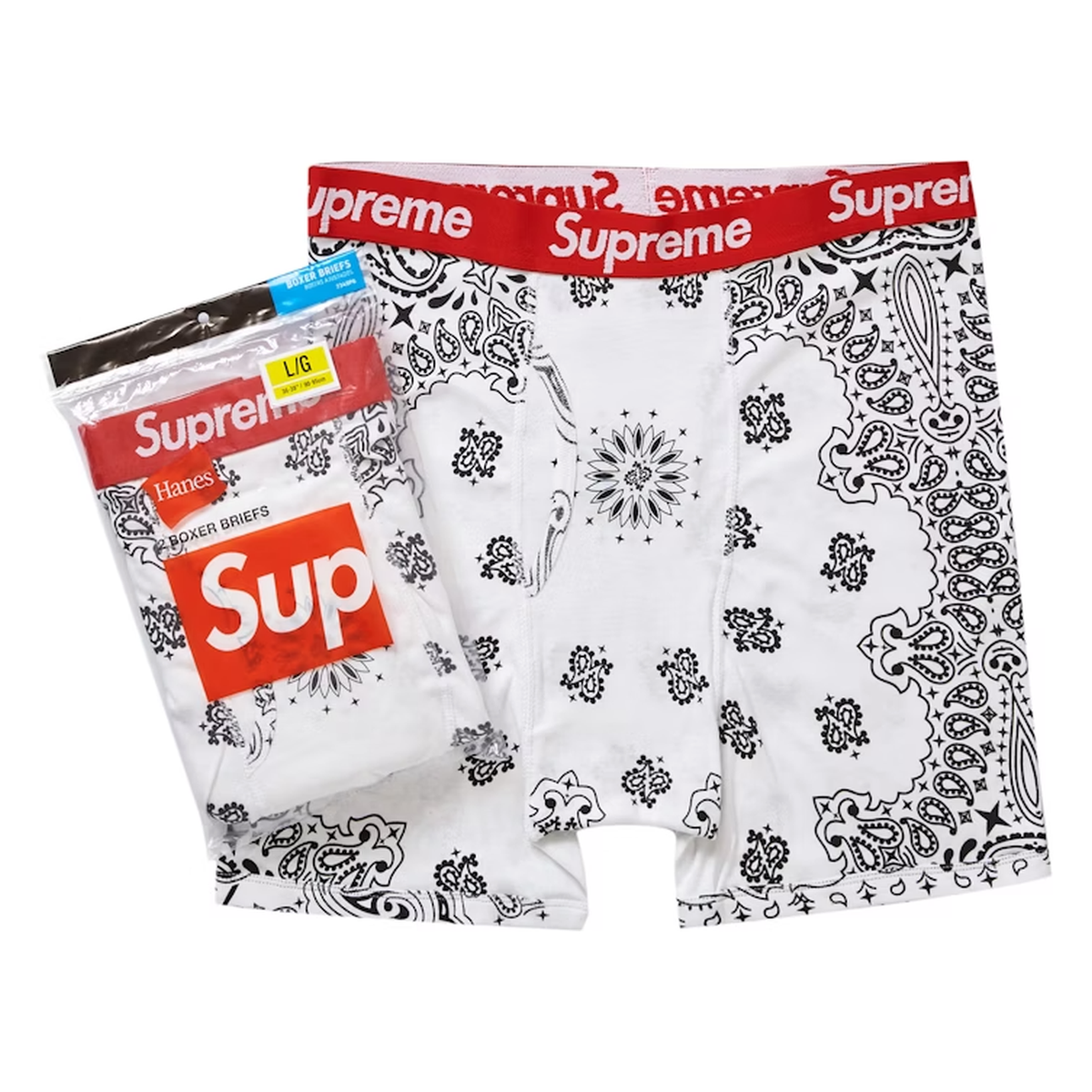 Białe Bokserki Supreme Hanes Bandana Boxer White