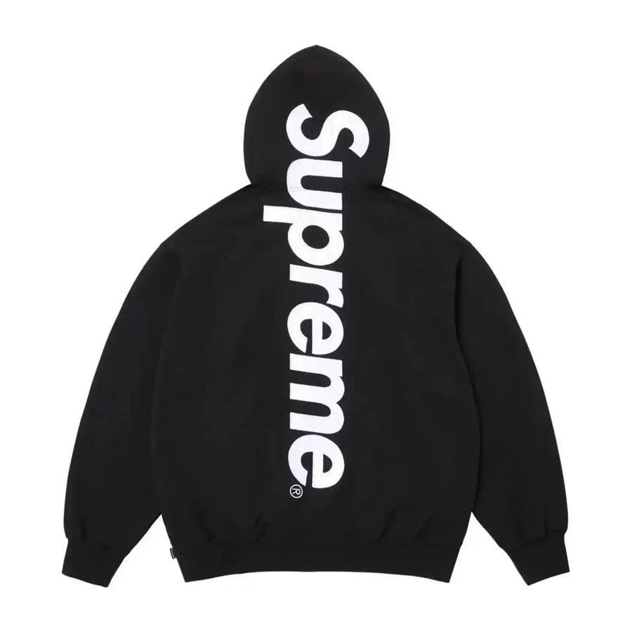 Supreme Satin Applique Hooded Sweatshirt (SS26) Black
