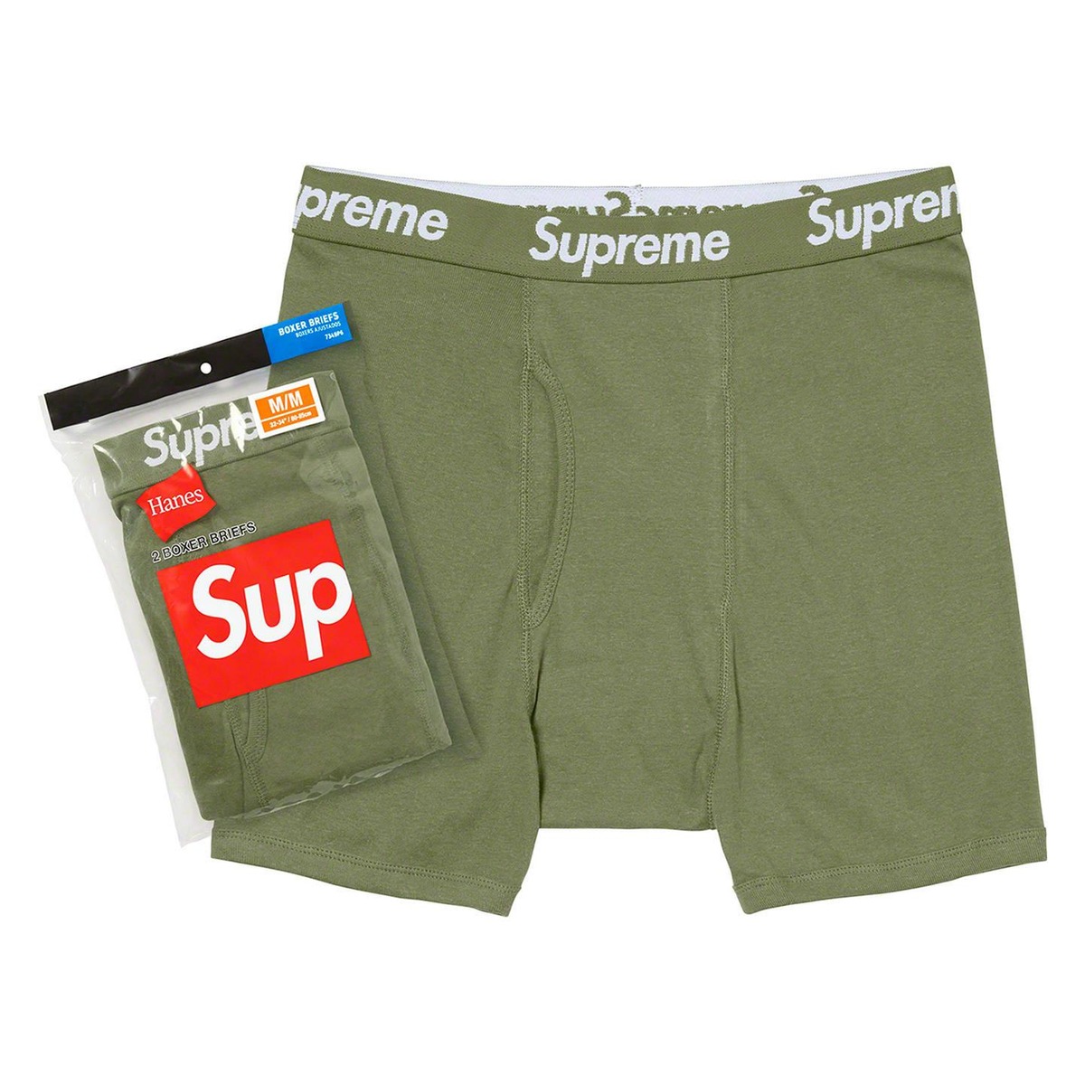 Olivfarbene Boxershorts Supreme Hanes Boxer Olive