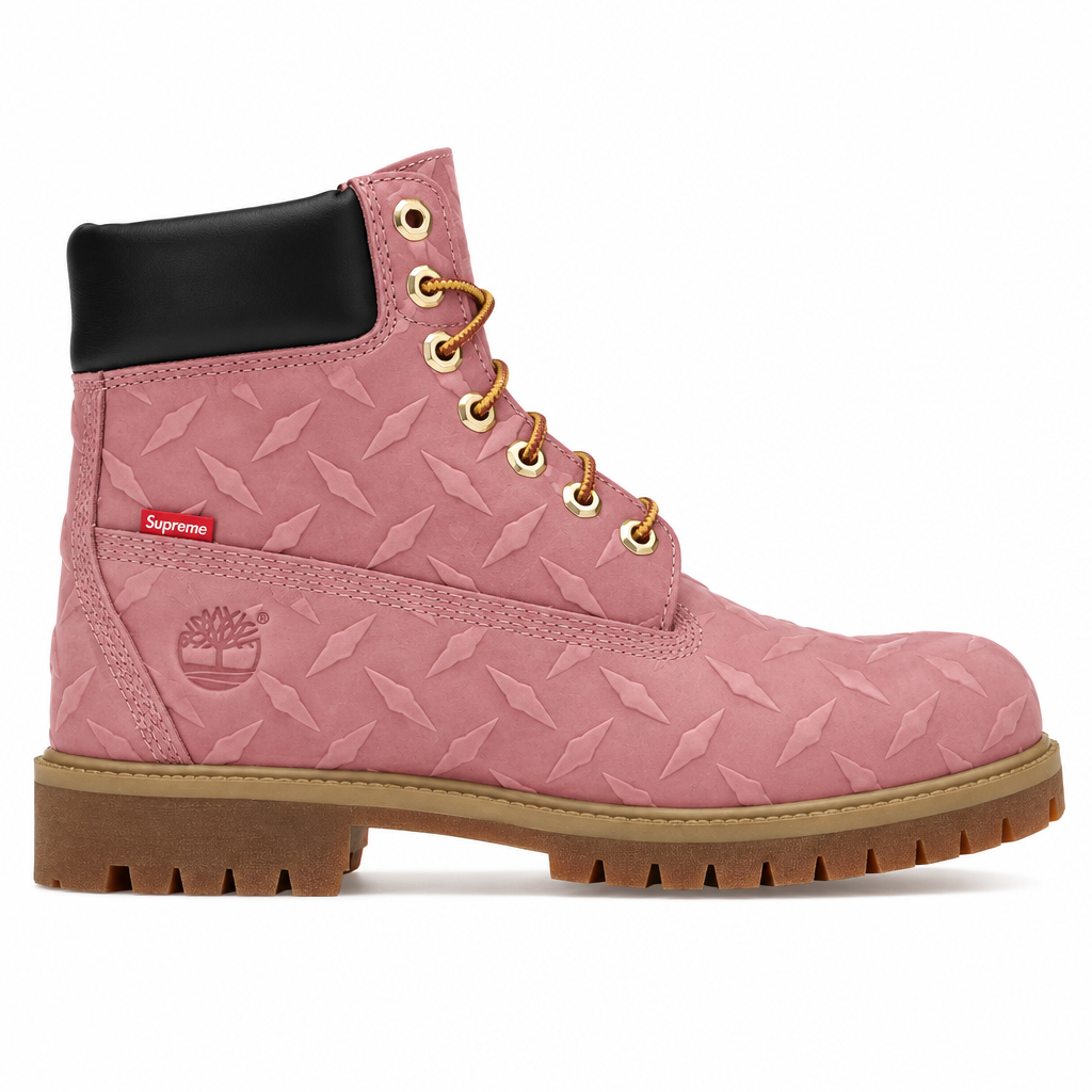 Supreme x Timberland 6' Premium Waterproof Boot Diamond Plate Pink