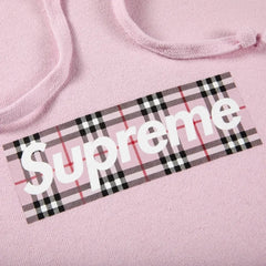 Supreme Burberry Box Logo Hoodie Light Pink