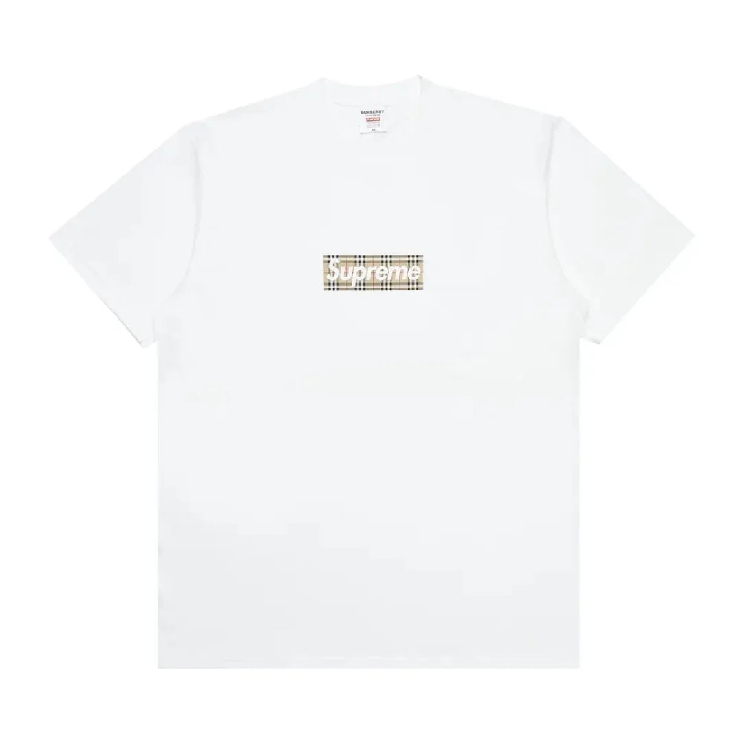 Supreme Burberry Box Logo Tee White