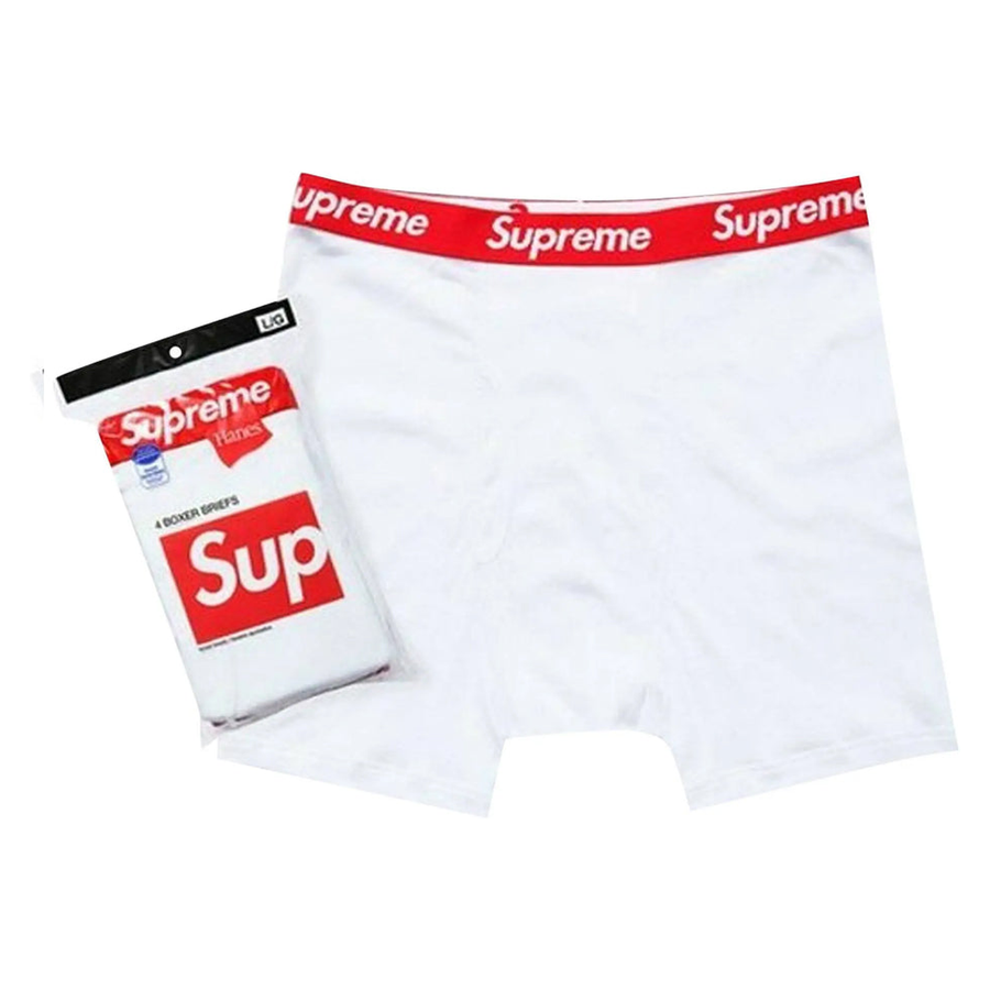 Białe Bokserki Supreme Hanes Boxer Brief White (4szt.)