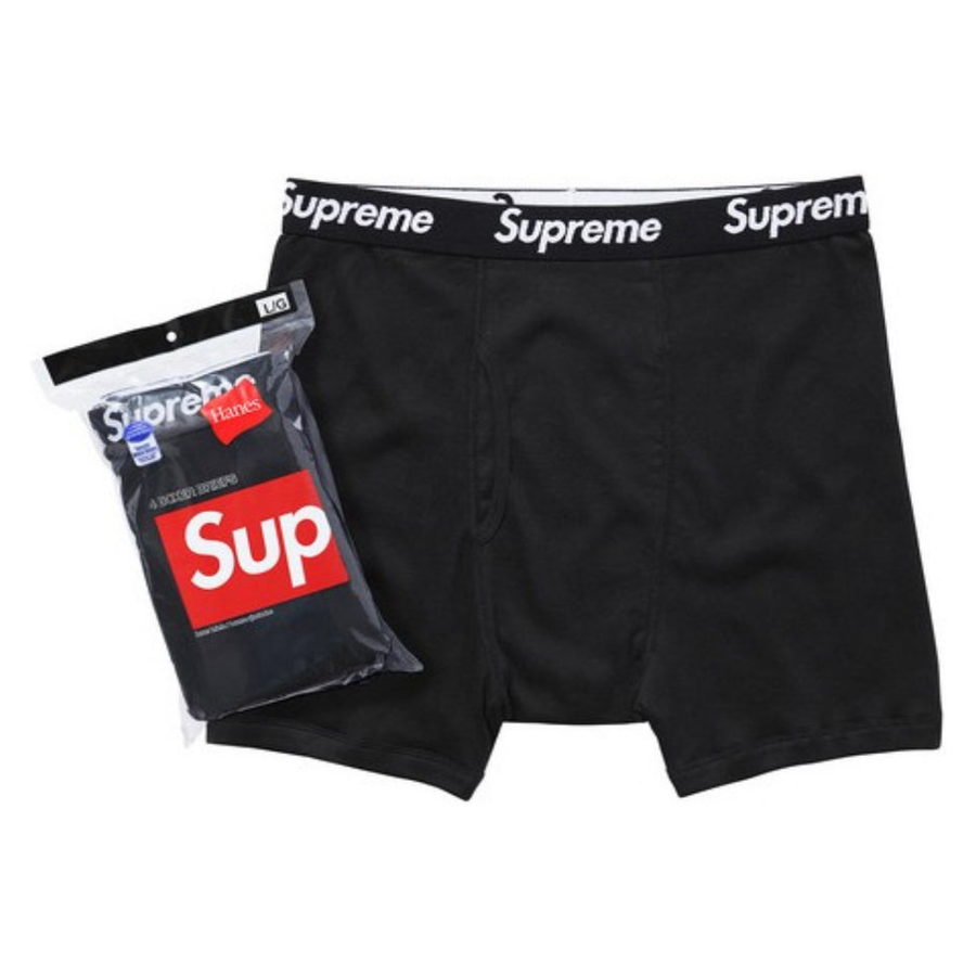 Czarne Bokserki Supreme Hanes Boxer Black (4szt.)