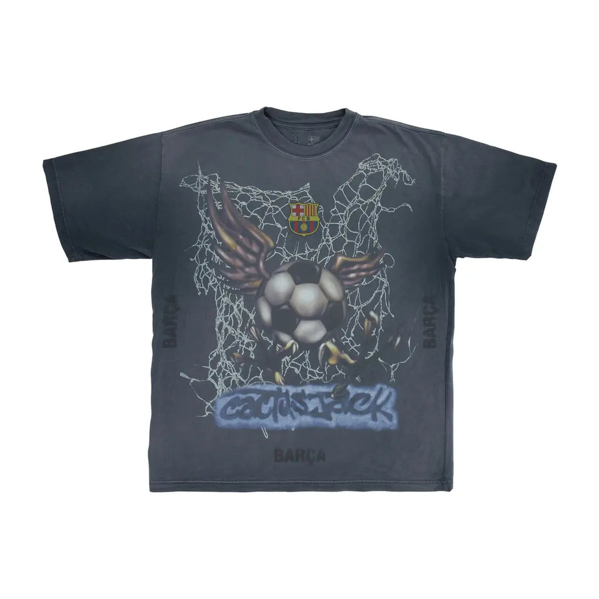 Cactus Jack by Travis Scott x FC Barcelona Washed Spray Logo Tee Black