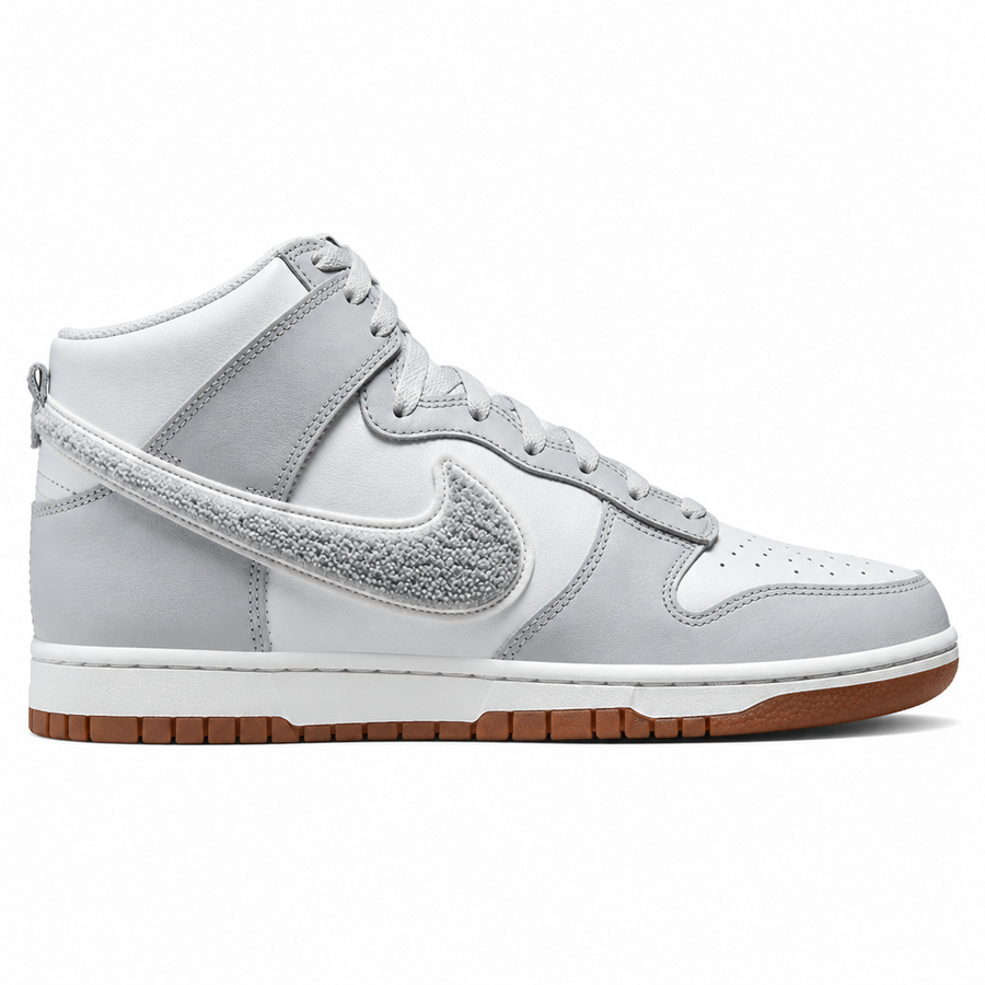 Nike Dunk High Retro Chenille Swoosh White Grey