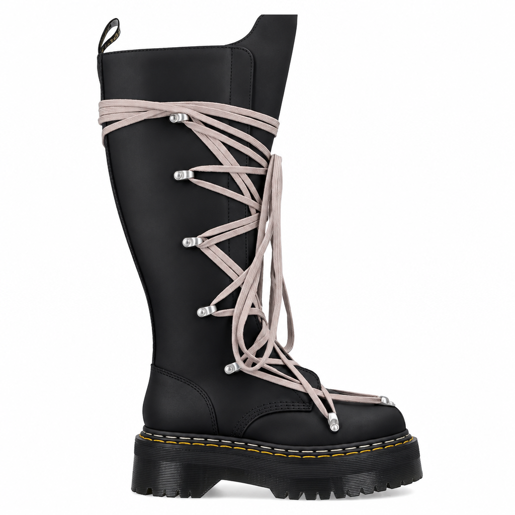Rick Owens DRKSHDW x Dr Martens 1460 Quad Sole Pentalace Boot Black