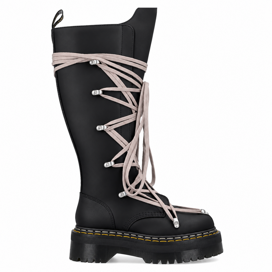 Rick Owens DRKSHDW x Dr Martens 1460 Quad Sole Pentalace Boot Black