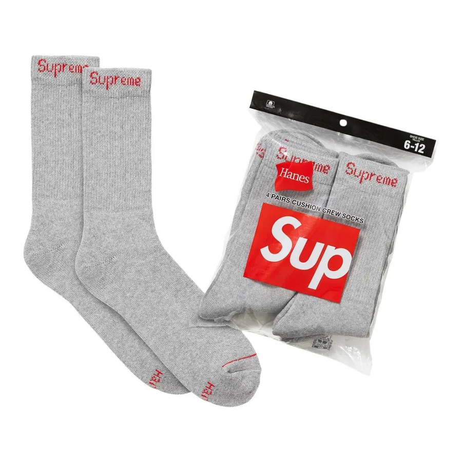 Socken Supreme x Hanes Crew Socks Heather Grey
