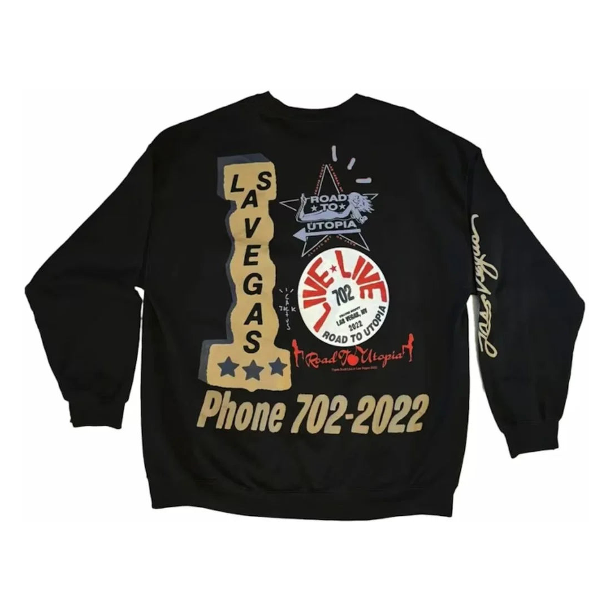 Travis Scott Road to Utopia Las Vegas Crewneck Black - SneakersJoint