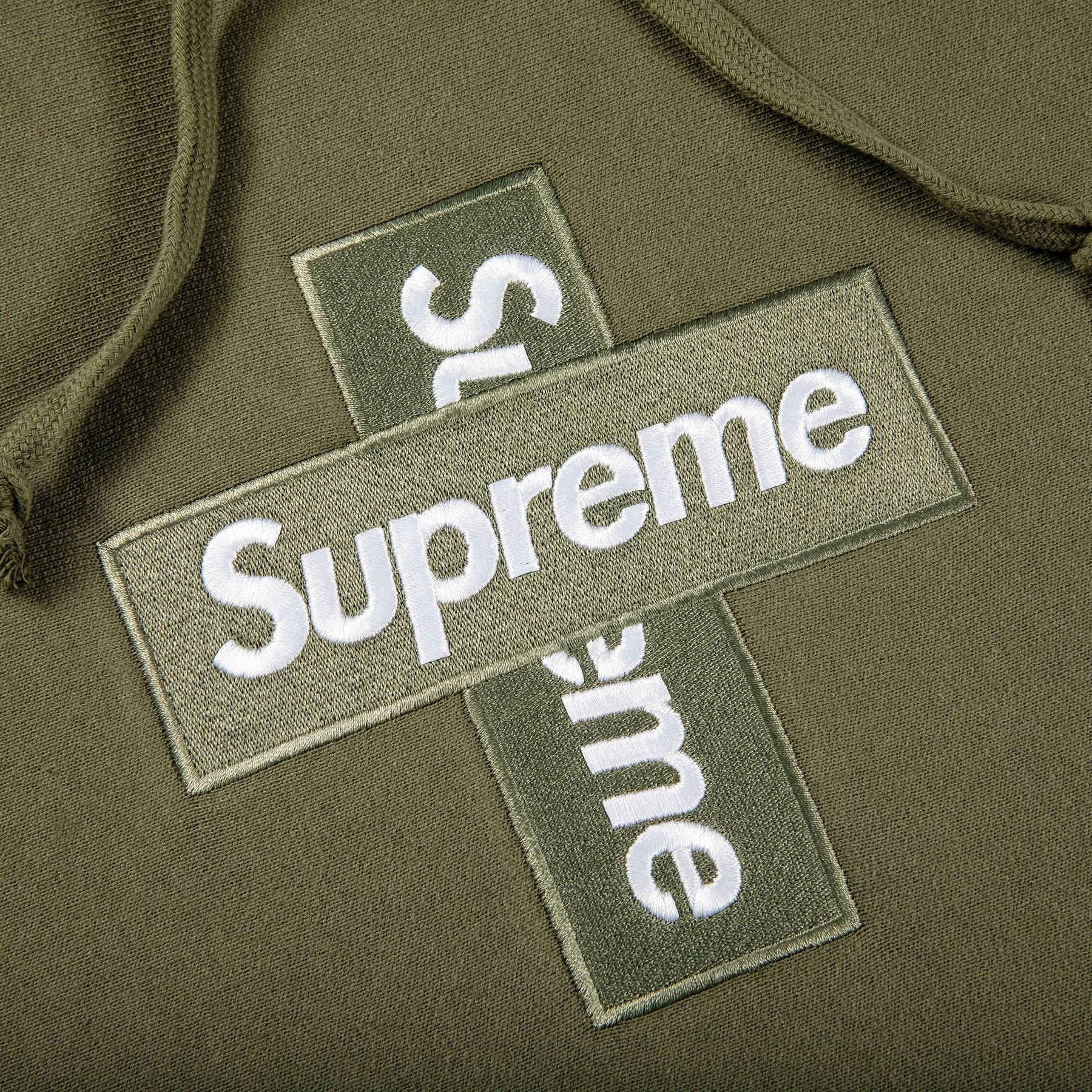 Supreme Cross Box Logo Hooded Sweatshirt Light Olive | SneakersJoint
