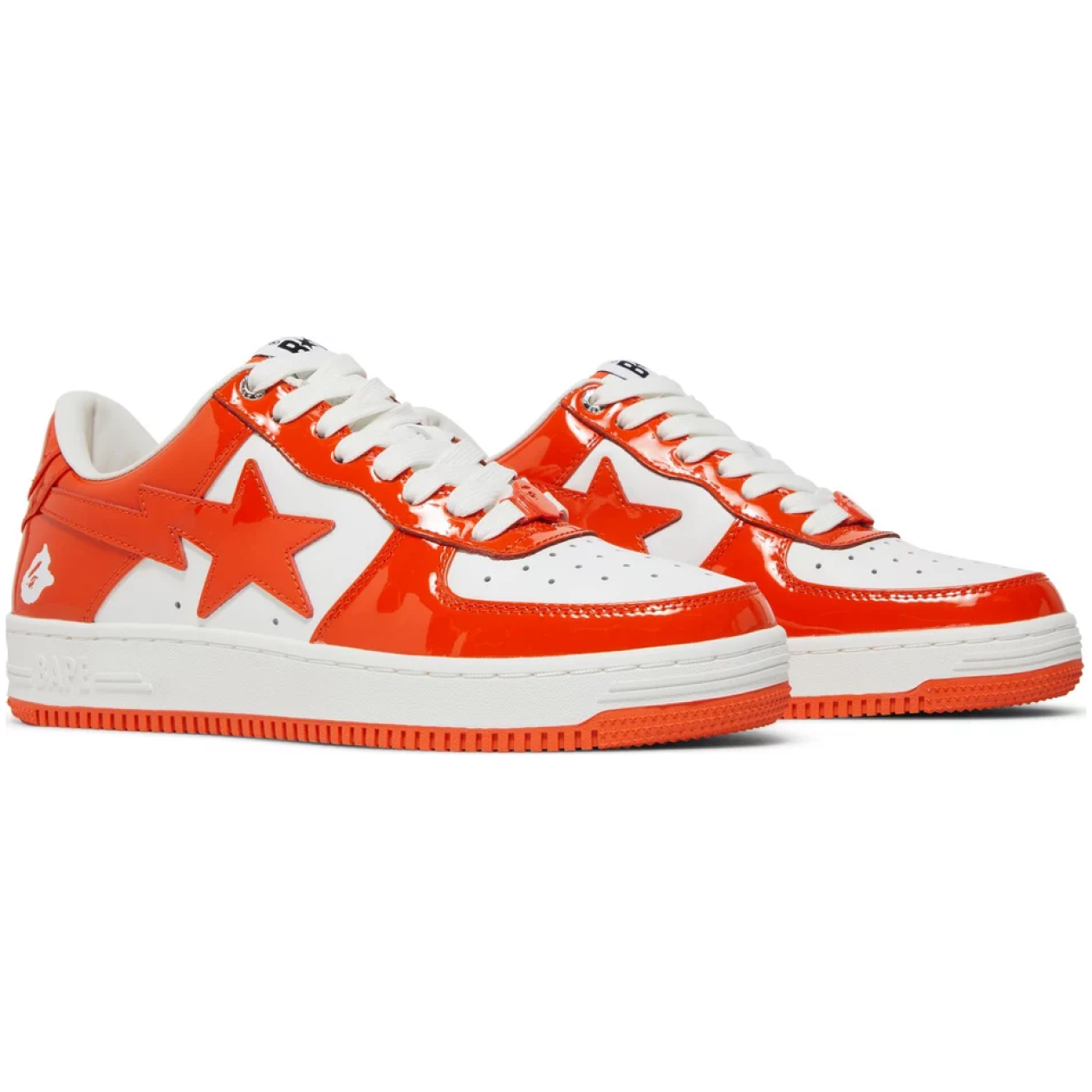 A Bathing Ape Bape Sta Patent Leather Orange White