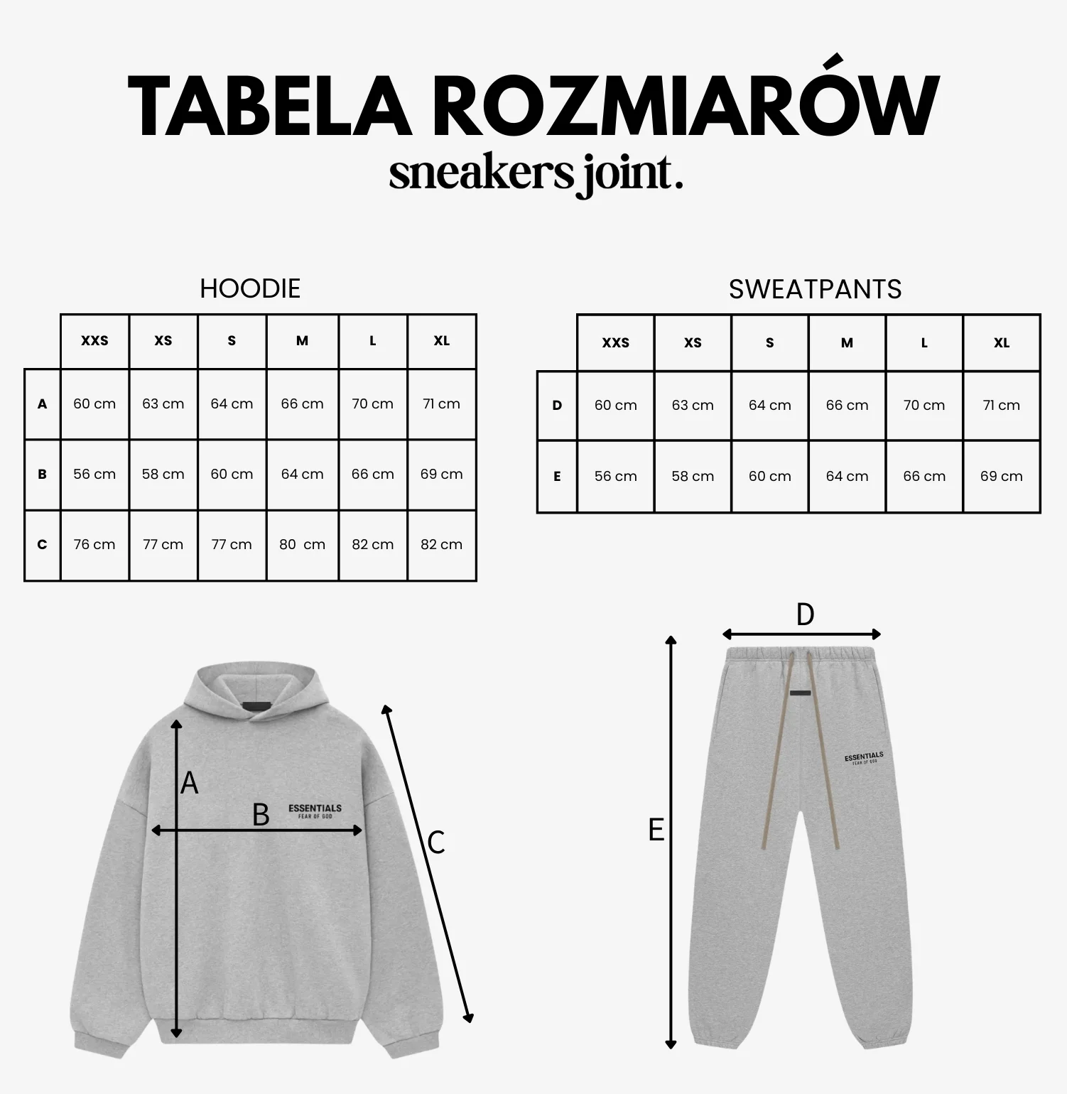 Fear of God Size chart SJ