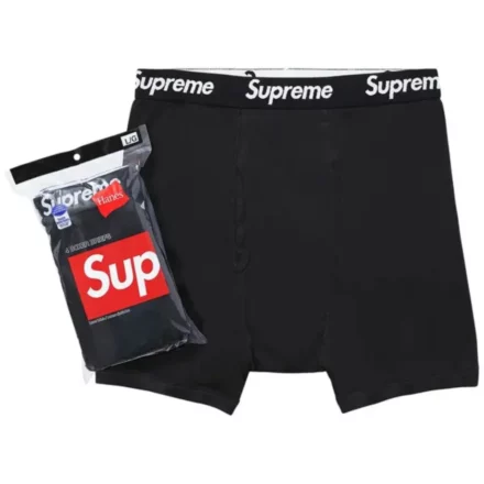 Czarne Bokserki Supreme Hanes Boxer Black (4szt.)