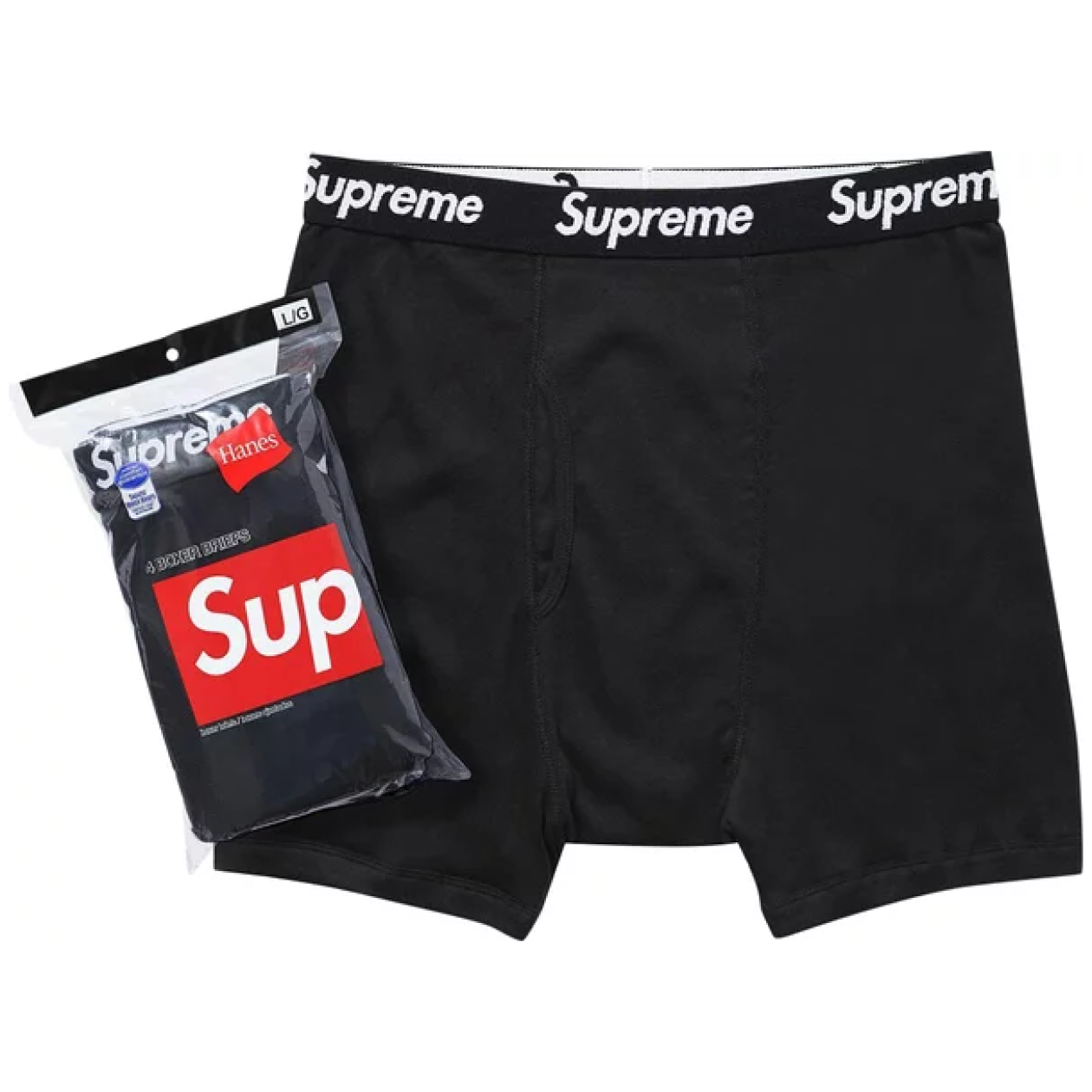 Czarne Bokserki Supreme Hanes Boxer Black (4szt.)