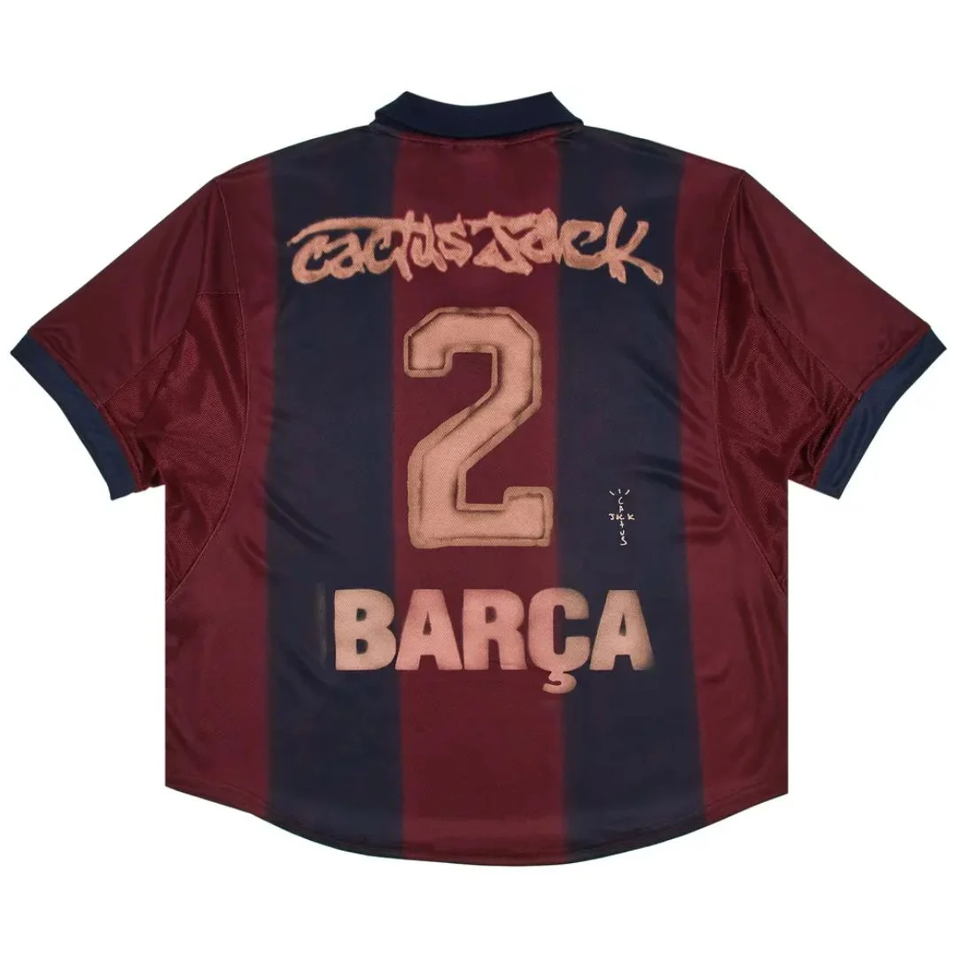 Nike FC Barcelona x Cactus Jack Retro 2000-01 Home Skeleton Jersey Red-Blue 2