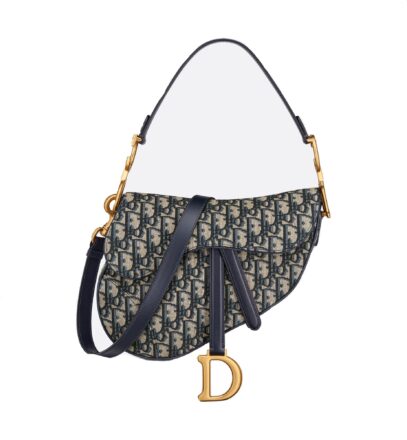 Dior Saddle Bag with Strap Blue Dior Oblique Jacquard