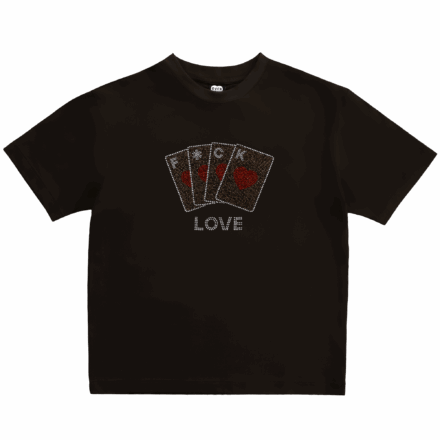 F*ck Love Crystals T-Shirt - Brown