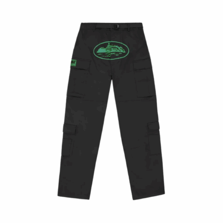Corteiz Mula Guerillaz Black Green Cargo Pants