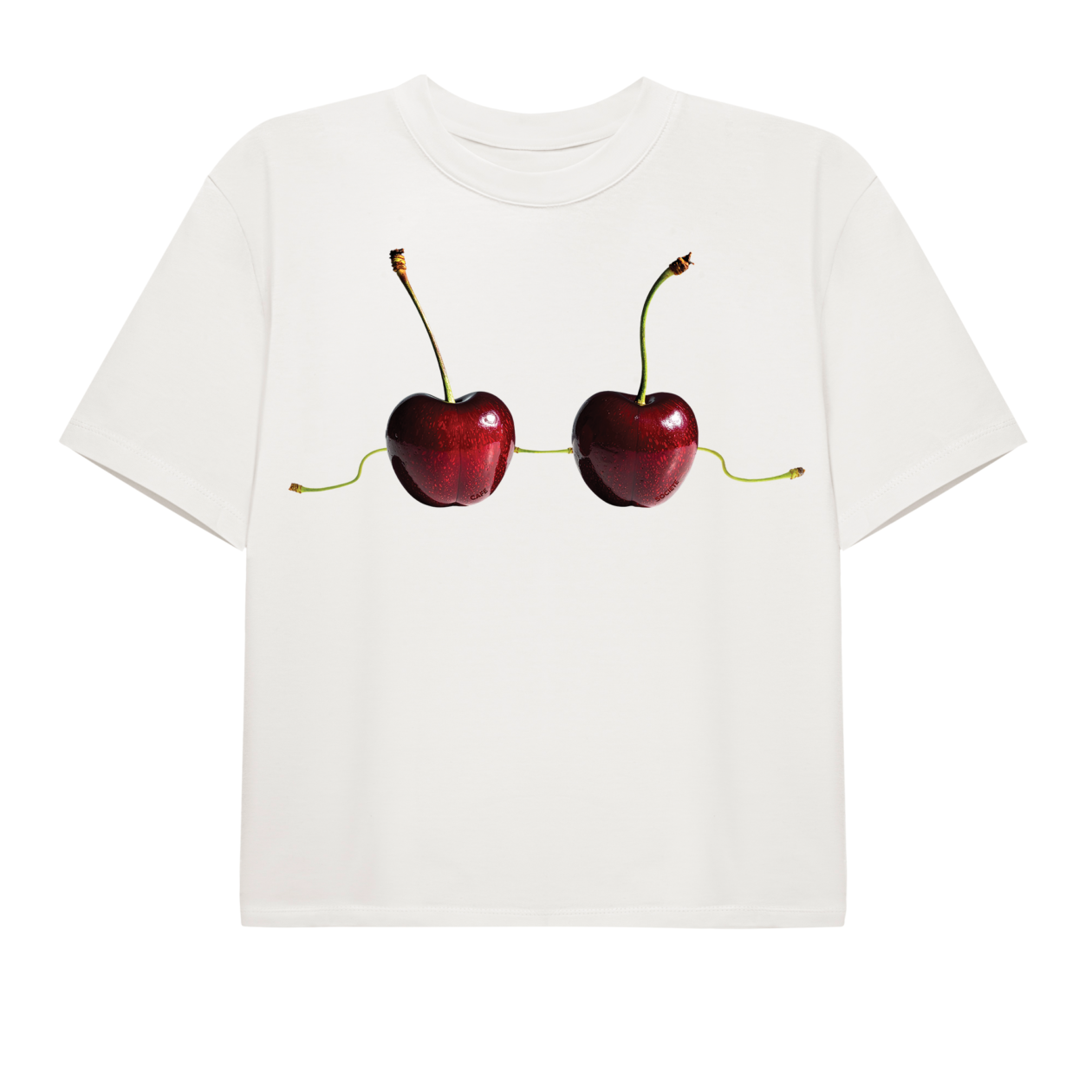 Cafe Societe Cropped T-shirt Cherry White