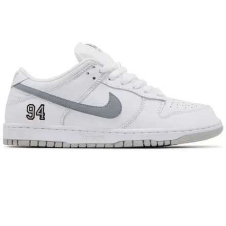 Nike SB Dunk Low Supreme 94 White Metallic Silver 1