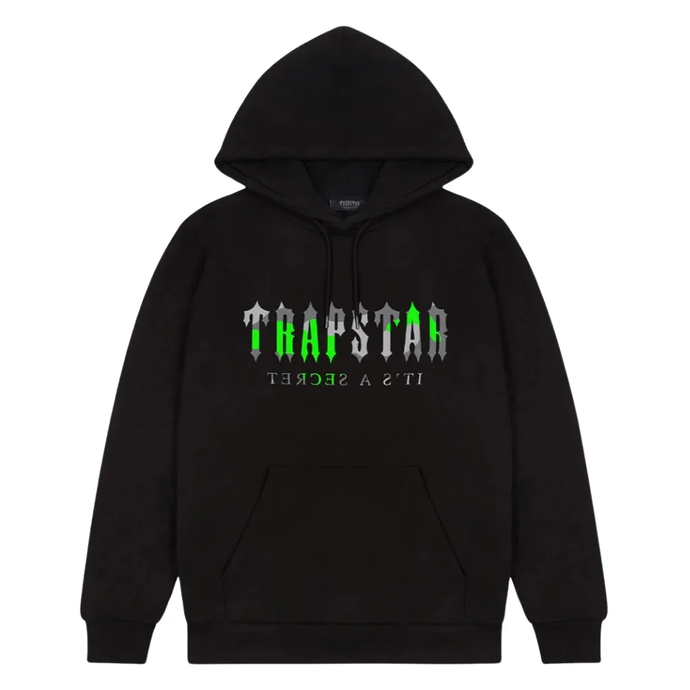 Trapstar Decoded Camo Hoodie Black Neon Green