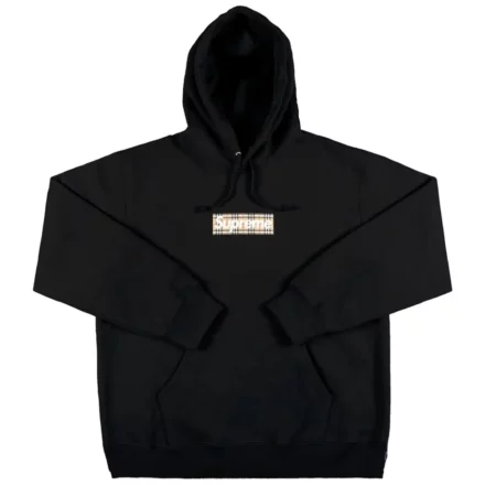 Supreme Burberry Box Logo Hoodie Black
