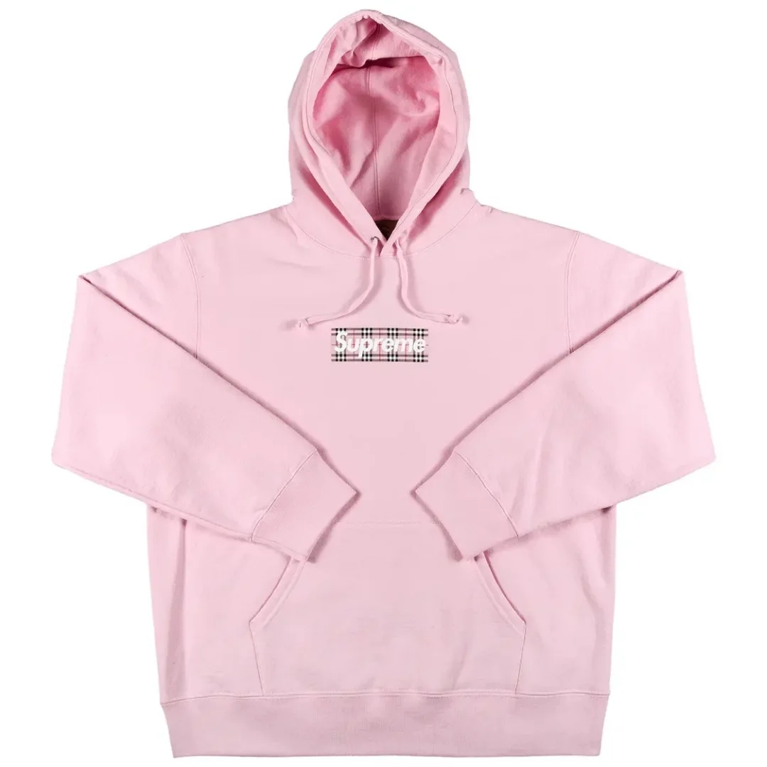 Supreme Burberry Box Logo Hoodie Light Pink