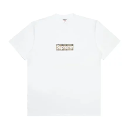 Supreme Burberry Box Logo Tee White