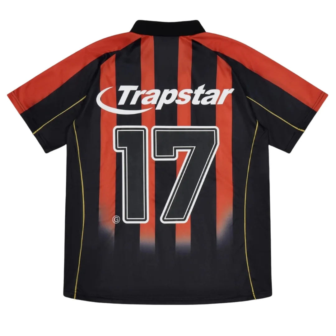 Trapstar Hyperdrive Striped Football Jersey - Black_Red 2